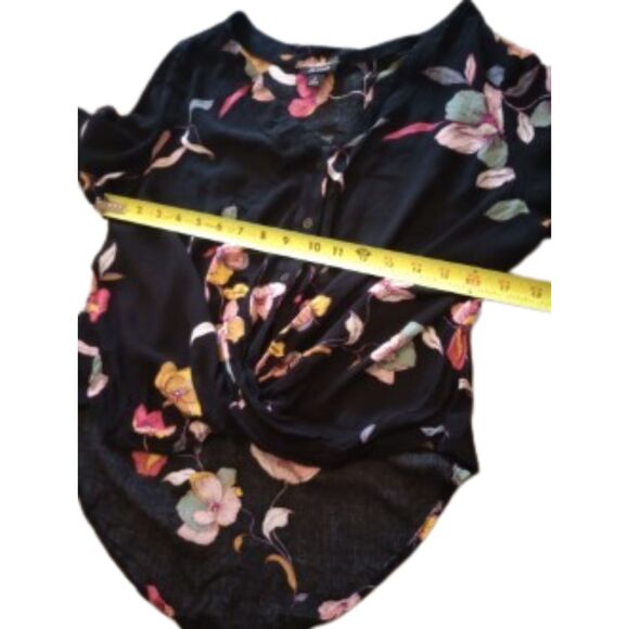 A.N.A Women's Size Small Black Floral Blouse - Picture 3 of 7